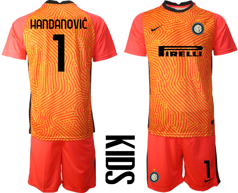 2021 Internazionale red goalkeeper youth #1 soccer jerseys->youth soccer jersey->Youth Jersey